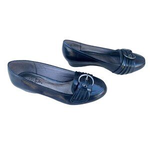 Life Stride Women’s 8M Flavia Black Low 1” Wedge Shoes Soft System Flex Comfort